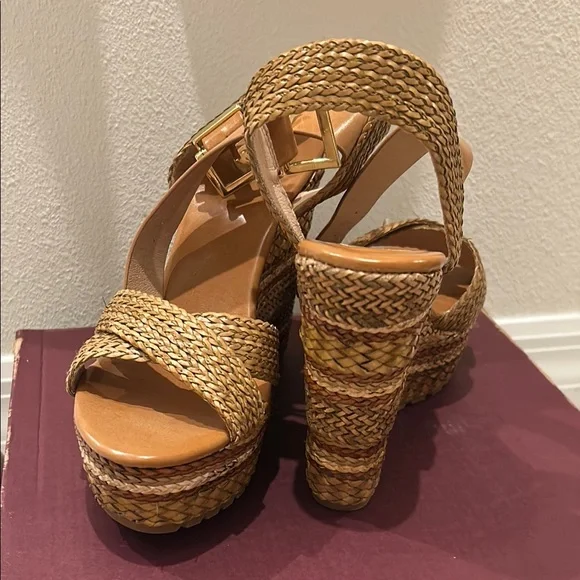 EXE Braided Tan Platform Sandals - Picture 1 of 17